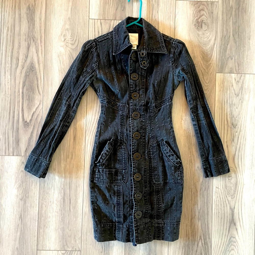 Diesel form fitting black grey denim dress
